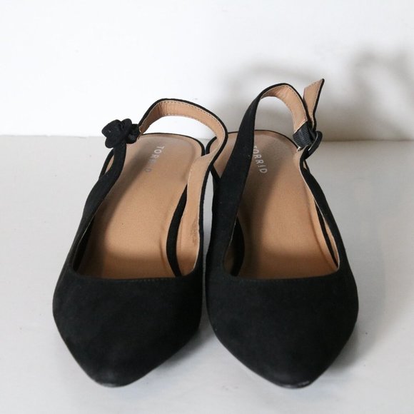Torrid Womens Pointe Toe Slingback Pump Size 11 W Wide Black Block Heel Shoes - Picture 3 of 7